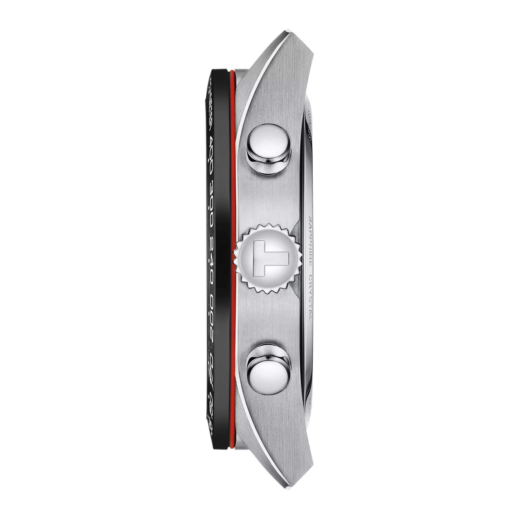 Profile view of the watch case Tissot PRS 516 Chronograph