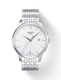 Front view of the watch Tissot Tradition with shadow
