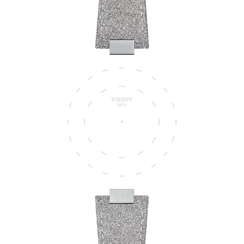 Focus on the lugs of Tissot Official Grey PRX 35mm Synthetic Strap