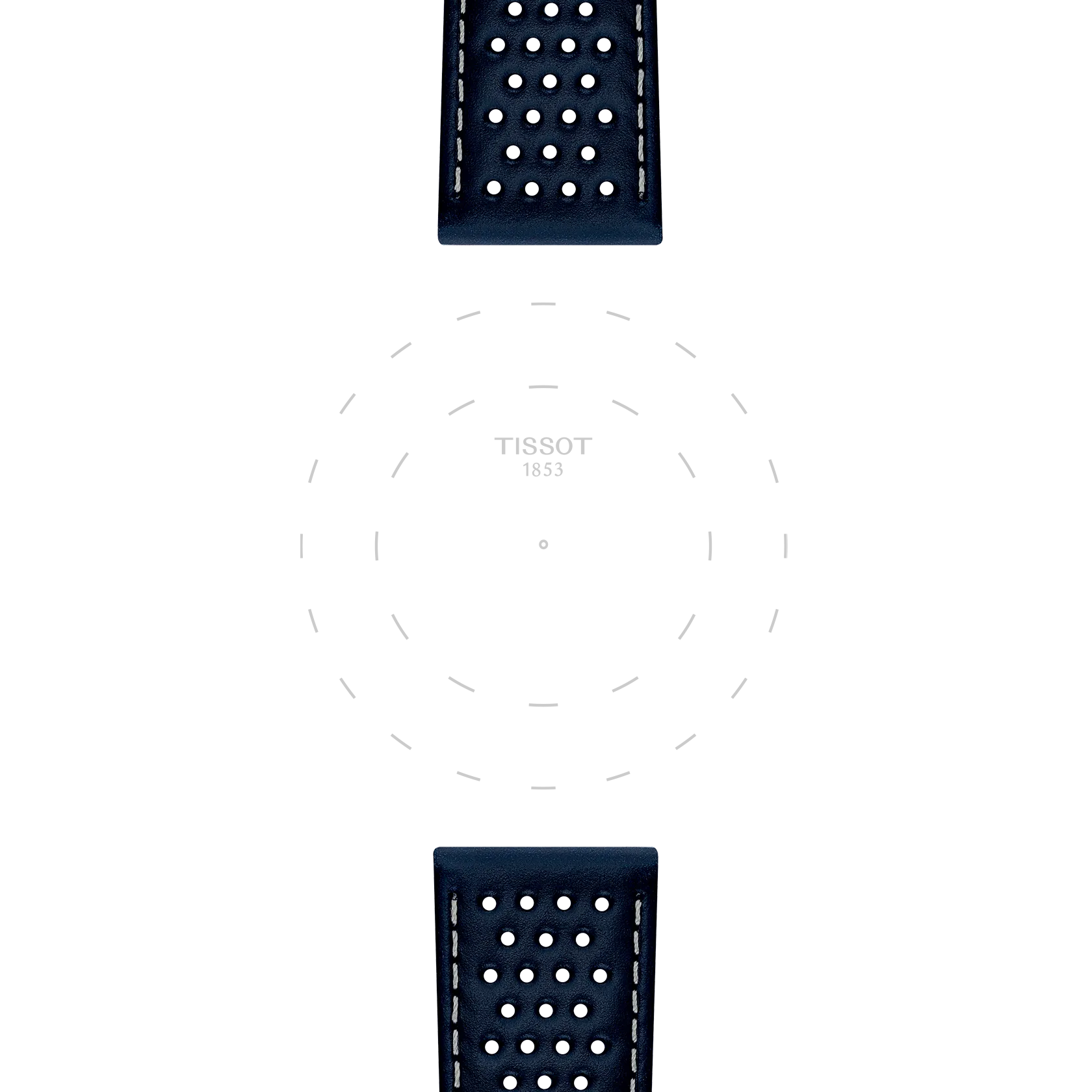 Focus on the lugs of Tissot Official Blue Leather Strap Lugs 22 mm