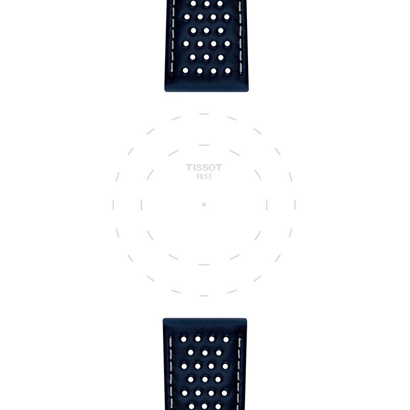 Focus on the lugs of Tissot Official Blue Leather Strap Lugs 22 mm