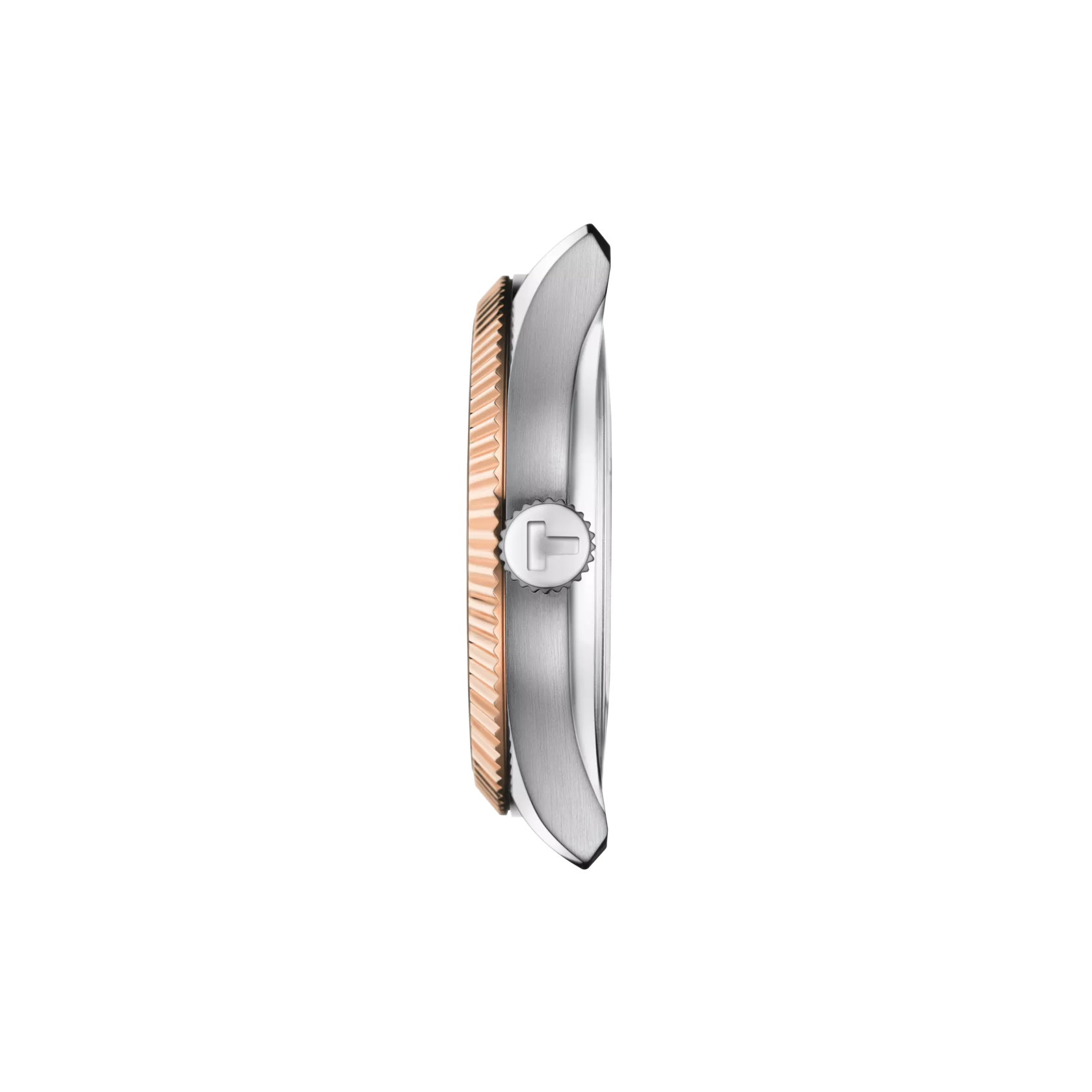 Vue de profil du boîtier de la montre Tissot Ballade Powermatic 80 Silicium