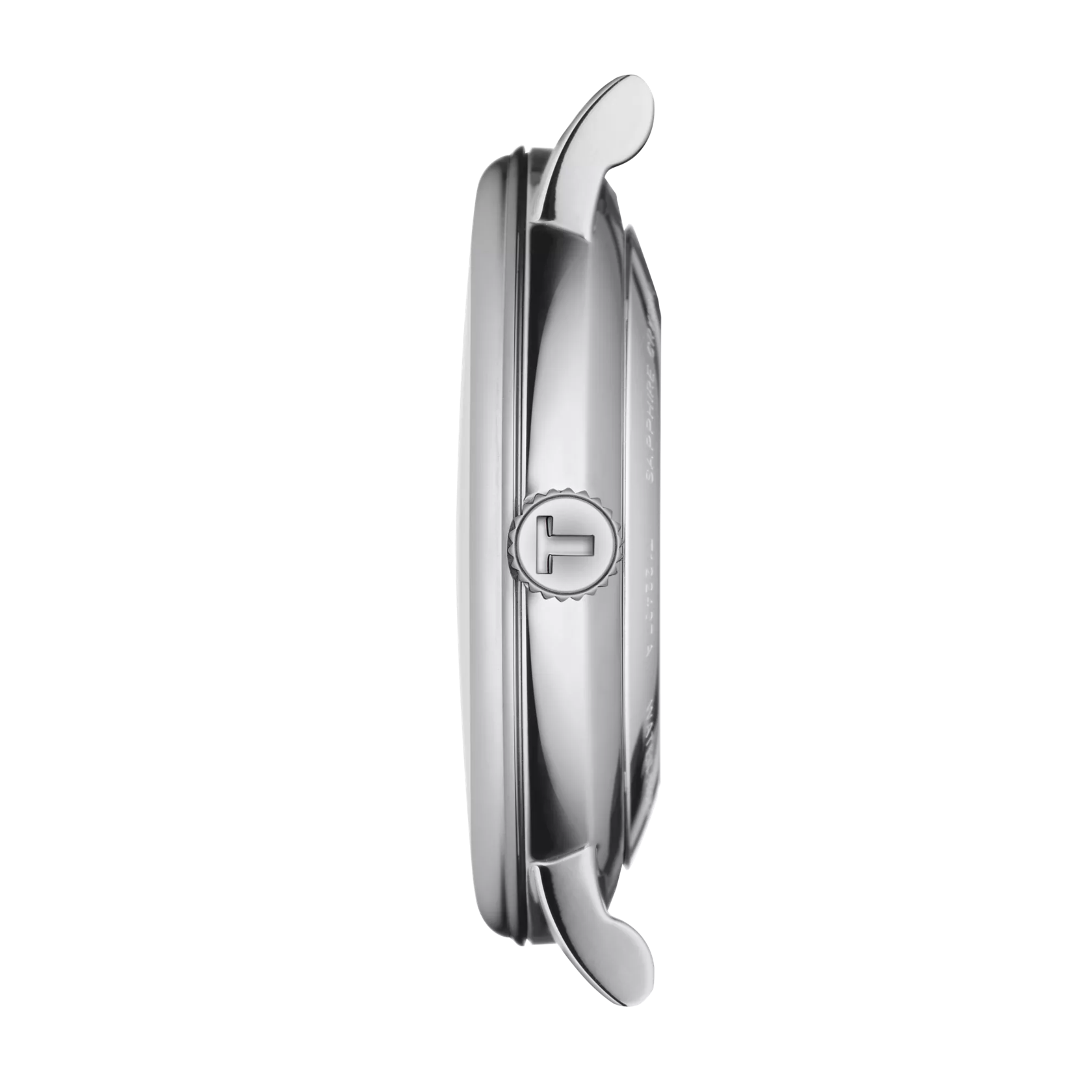 Vue de profil du boîtier de la montre Tissot Carson Premium Powermatic 80
