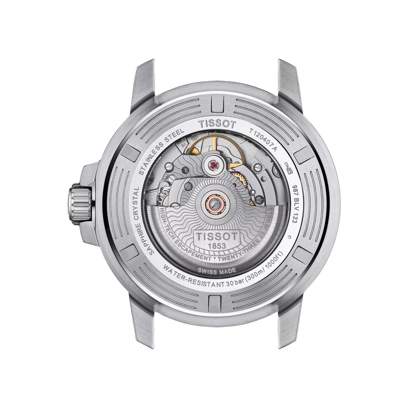 Back view of the watch case Tissot Seastar 1000 Powermatic 80
