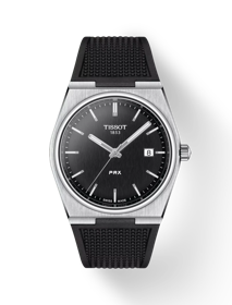 Front view of the watch Tissot PRX 40mm with shadow