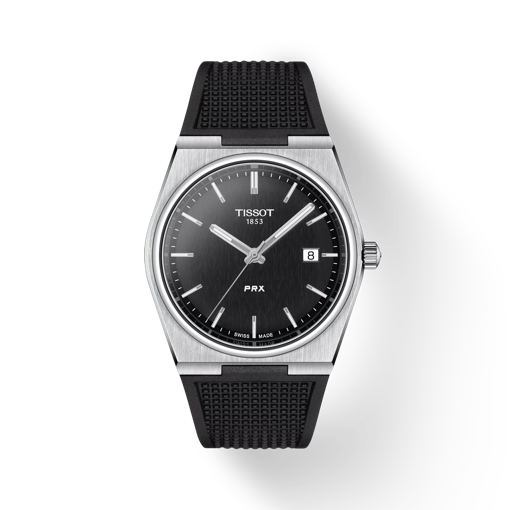 Front view of the watch Tissot PRX 40mm with shadow