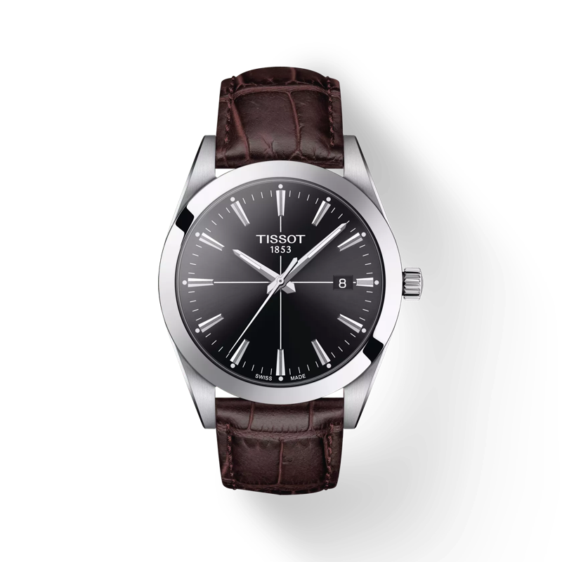 Front view of the watch Tissot Gentleman with shadow