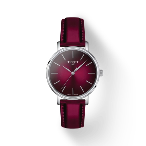 Front view of the watch Tissot Everytime 34mm with shadow