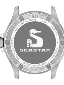 Back view of the watch case Tissot Seastar 1000 Quartz GMT