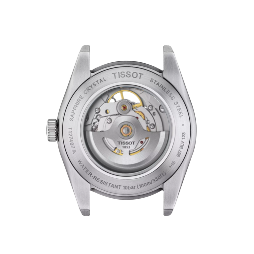Back view of the watch case Tissot Gentleman Powermatic 80 Open Heart
