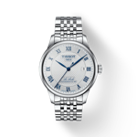 Front view of the watch Tissot Le Locle Powermatic 80 20th Anniversary with shadow