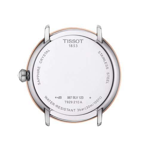 Back view of the watch case Tissot Glendora 18K Gold