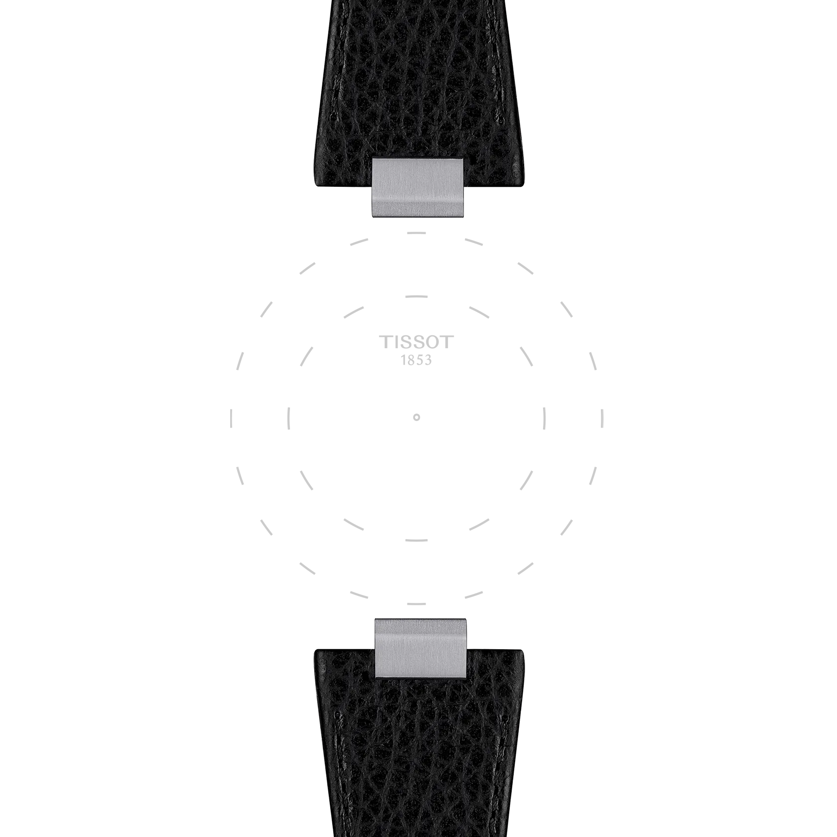 Focus on the lugs of Tissot Official PRX 40mm Black Leather Strap