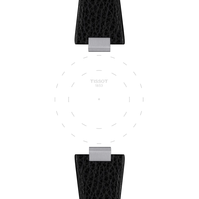 Focus on the lugs of Tissot Official PRX 40mm Black Leather Strap