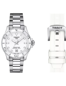 Front view of the watch Tissot 海星1000 36mm with additional bracelet