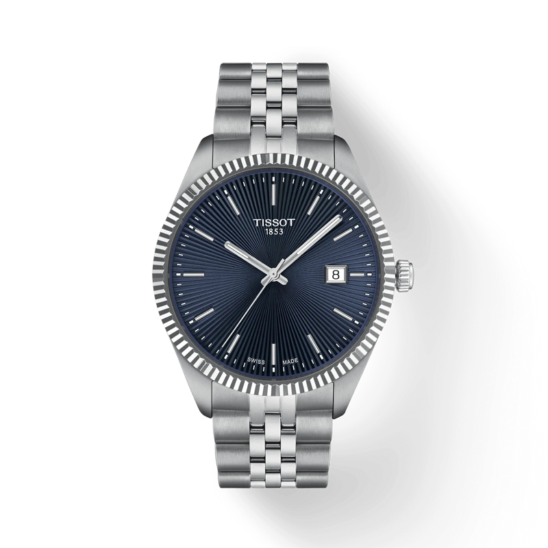 Vue de face de la montre Tissot Ballade 40mm avec ombre