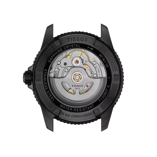 Vue arrière du boîtier de la montre Tissot Seastar 1000 Powermatic 80 40mm
