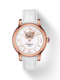 Front view of the watch Tissot Lady Heart Powermatic 80 with shadow
