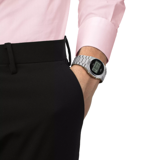 Simulation of the watch Tissot PRX Digital 35 mm on a wrist