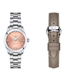 Front view of the watch Tissot T-My Lady Automatic with additional bracelet
