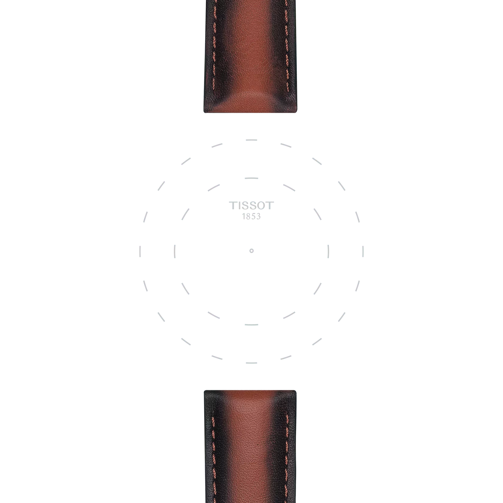Focus on the lugs of Tissot Official Brown Leather Strap Lugs 20 mm