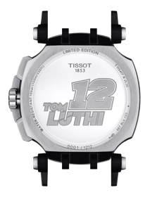 Vue arrière du boîtier de la montre Tissot T-Race Chronograph Thomas Lüthi Limited Edition