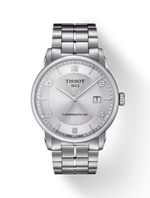 Front view of the watch Tissot Luxury Powermatic 80 with shadow