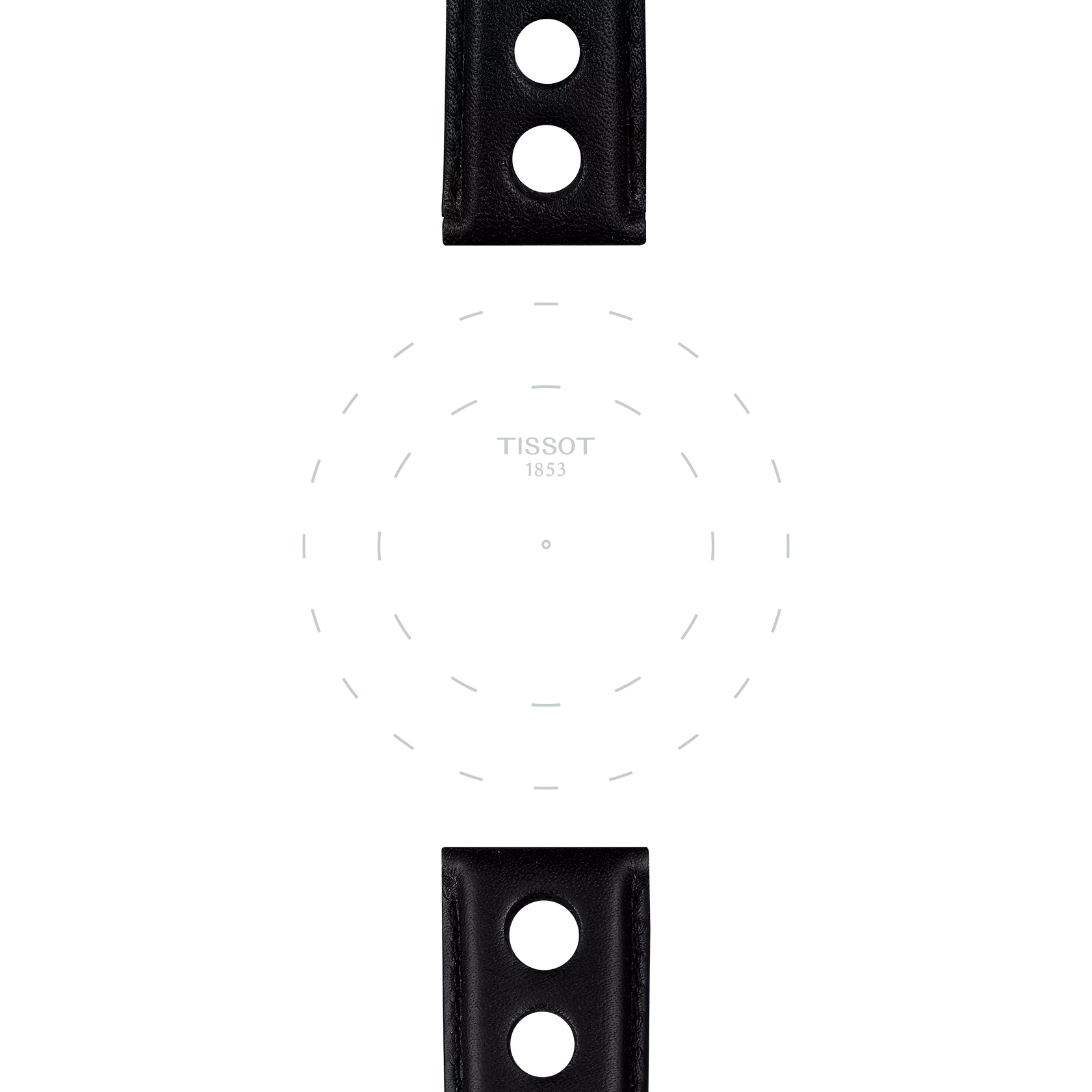 Focus on the lugs of Tissot αυθεντικό μαύρο δερμάτινο λουράκι πτερύγια 20 mm