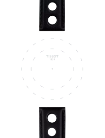 Focus on the lugs of Tissot αυθεντικό μαύρο δερμάτινο λουράκι πτερύγια 20 mm