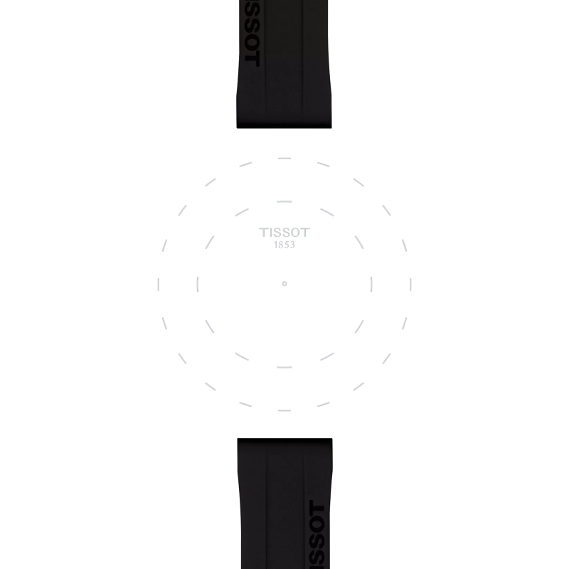 Focus on the lugs of Tissot Official Black Silicone Strap Lugs 18 mm
