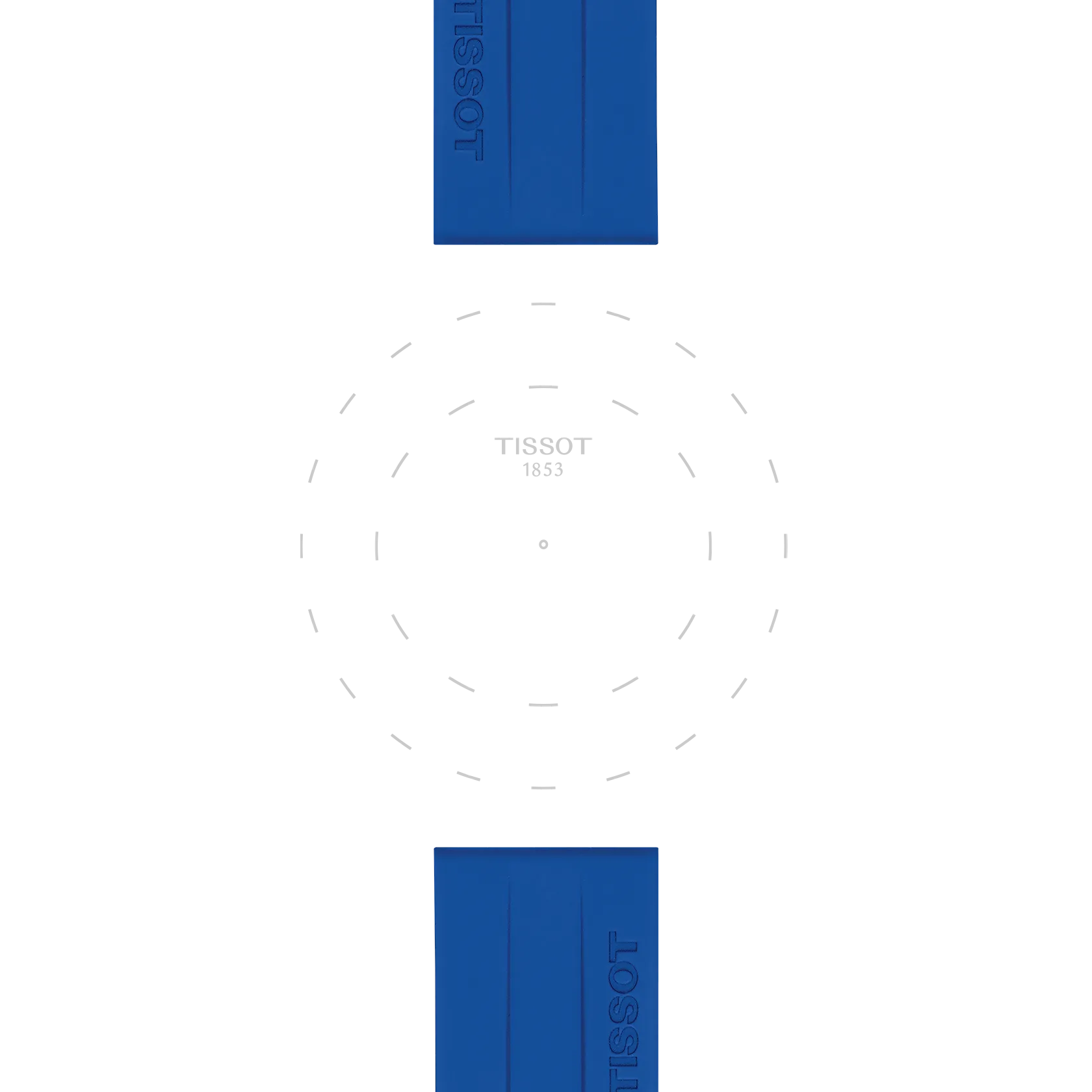 Focus on the lugs of Tissot Official Blue Silicone Strap Lugs 22mm