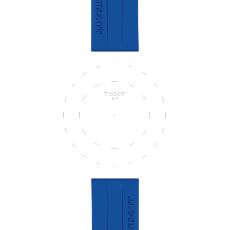 Focus on the lugs of Tissot Official Blue Silicone Strap Lugs 22mm