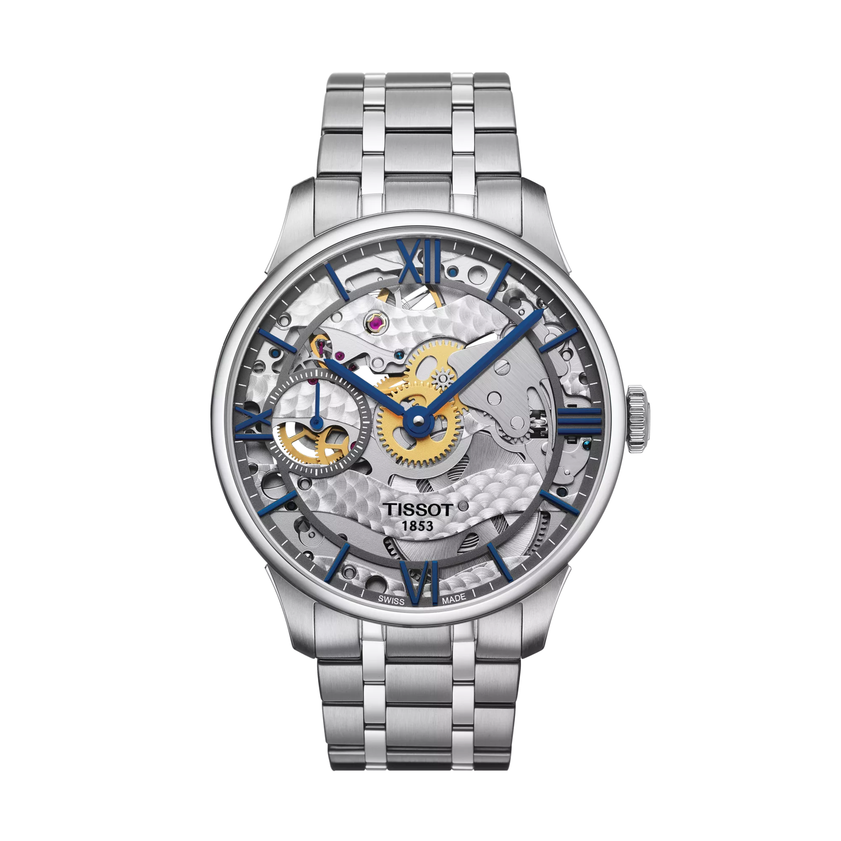 Front view of the watch Tissot Chemin des Tourelles Squelette Mechanical