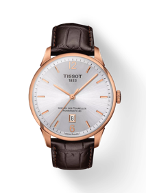 Vue de face de la montre Tissot Chemin des Tourelles Powermatic 80 avec ombre