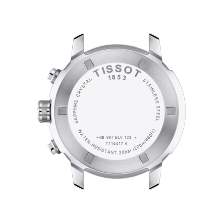 Back view of the watch case Tissot PRC 200 Chronograph