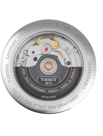 Back view of the watch case Tissot Carson Powermatic 80