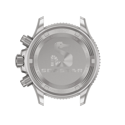 Back view of the watch case Tissot Seastar 1000 Quartz Chronograph 38mm