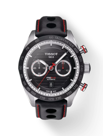 Front view of the watch Tissot PRS 516 Automatic Chronograph with shadow