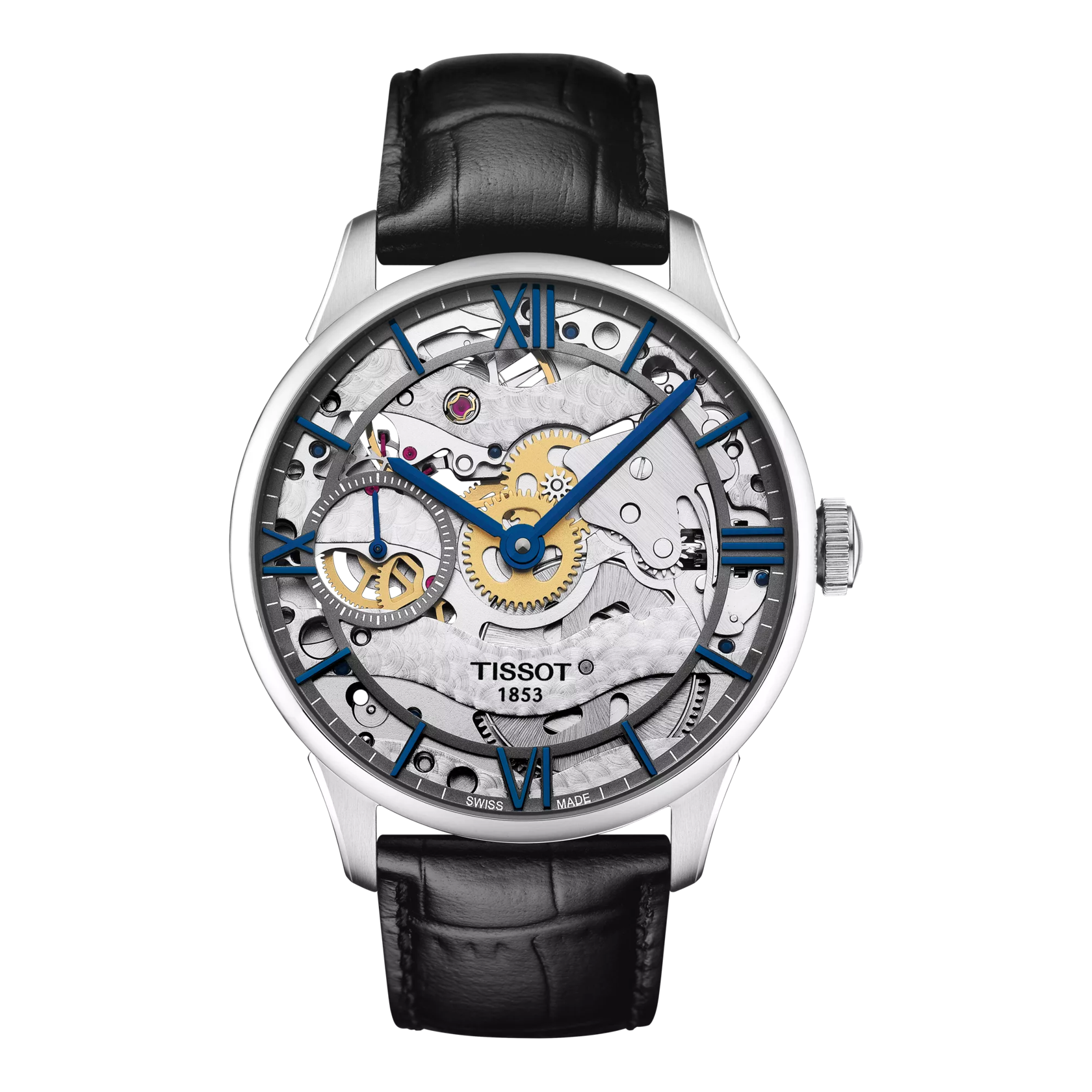 Front view of the watch Tissot Chemin des Tourelles Squelette Mechanical