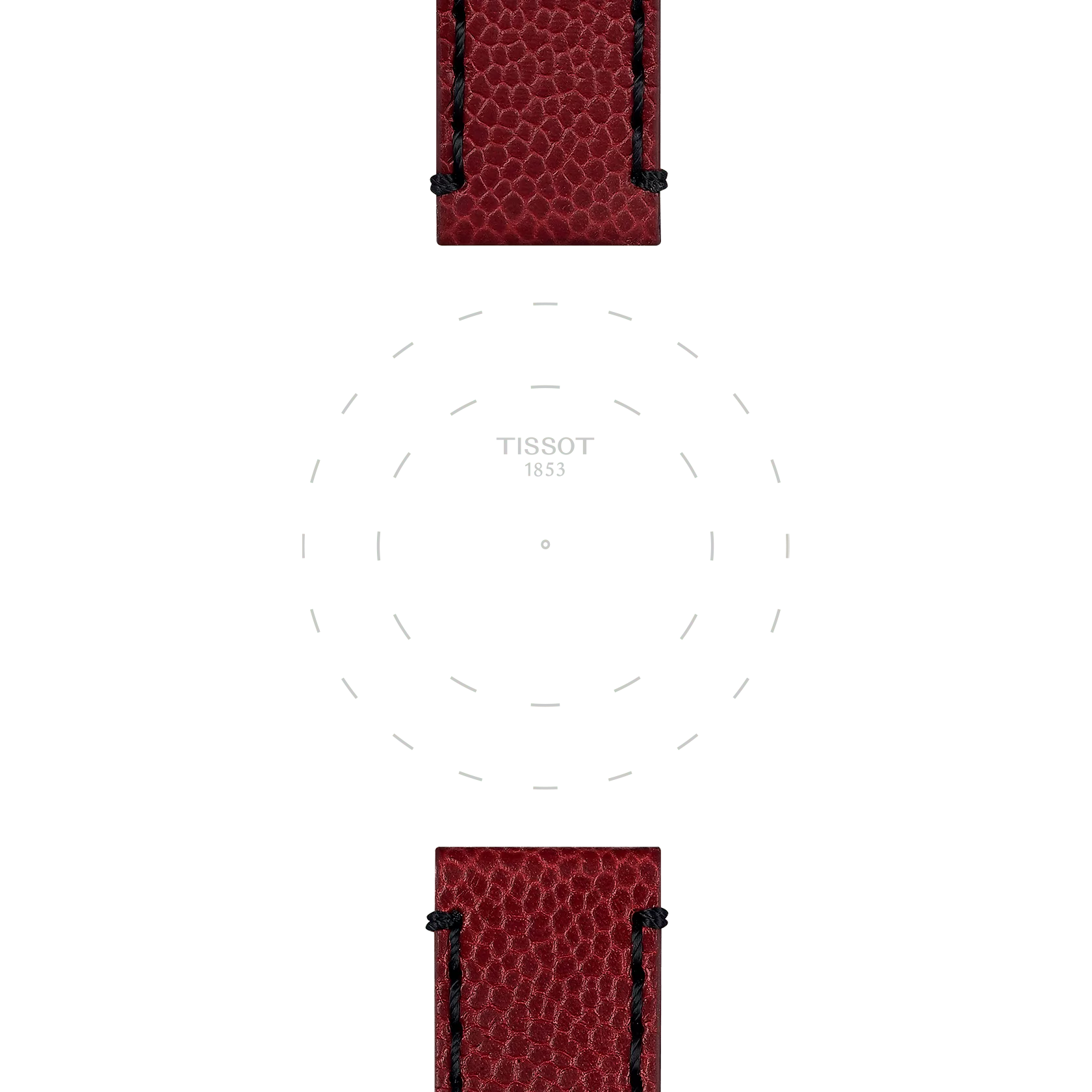 TISSOT バーガンディ レザー ストラップ 22MMのラグのフォーカス