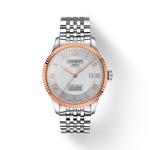 Vue de face de la montre Tissot Le Locle COSC 39mm 18k Gold Bezel avec ombre