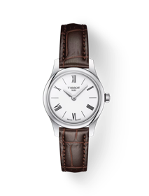 Vue de face de la montre Tissot Tradition 5.5 Lady avec ombre