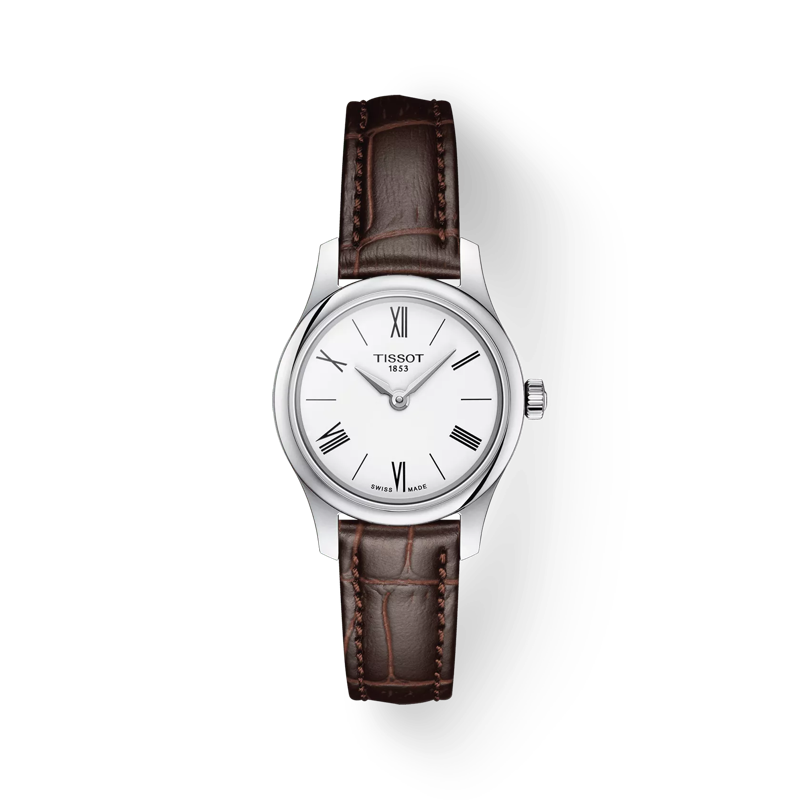 Vue de face de la montre Tissot Tradition 5.5 Lady avec ombre