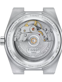 Back view of the watch case Tissot PRX 系列自動款35mm