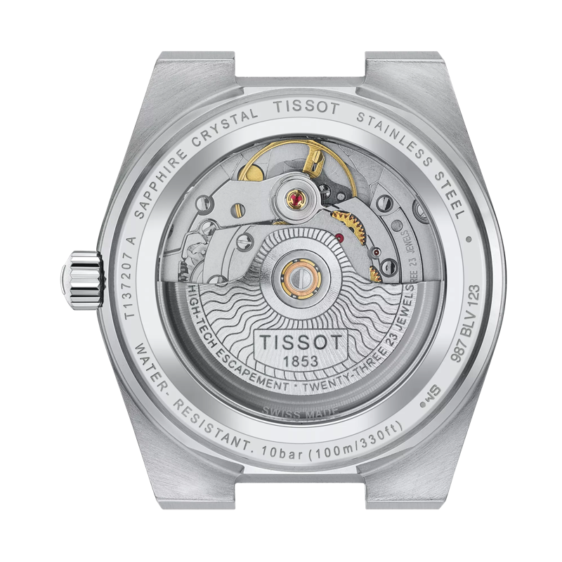 Back view of the watch case Tissot PRX 系列自動款35mm