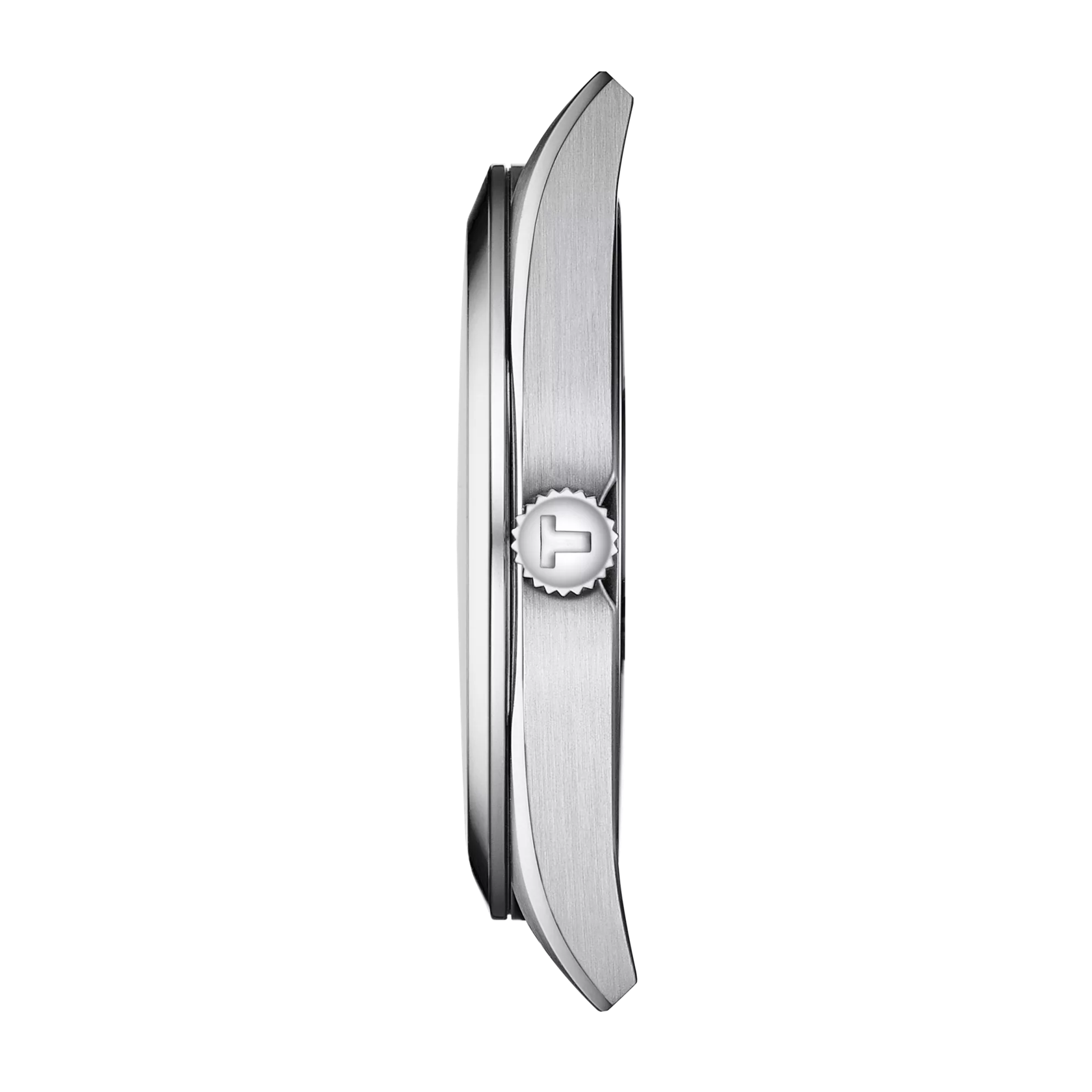 Profile view of the watch case Tissot Gentleman