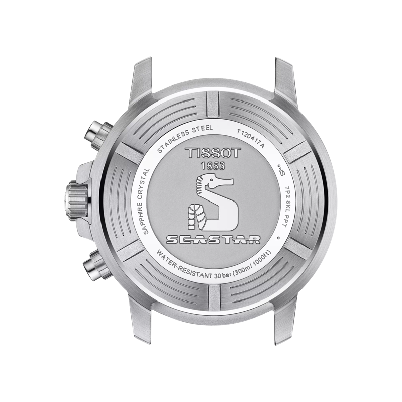 Back view of the watch case Tissot Seastar 1000 Chronograph