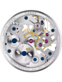 Back view of the watch case Tissot T-Complication Squelette Mechanical