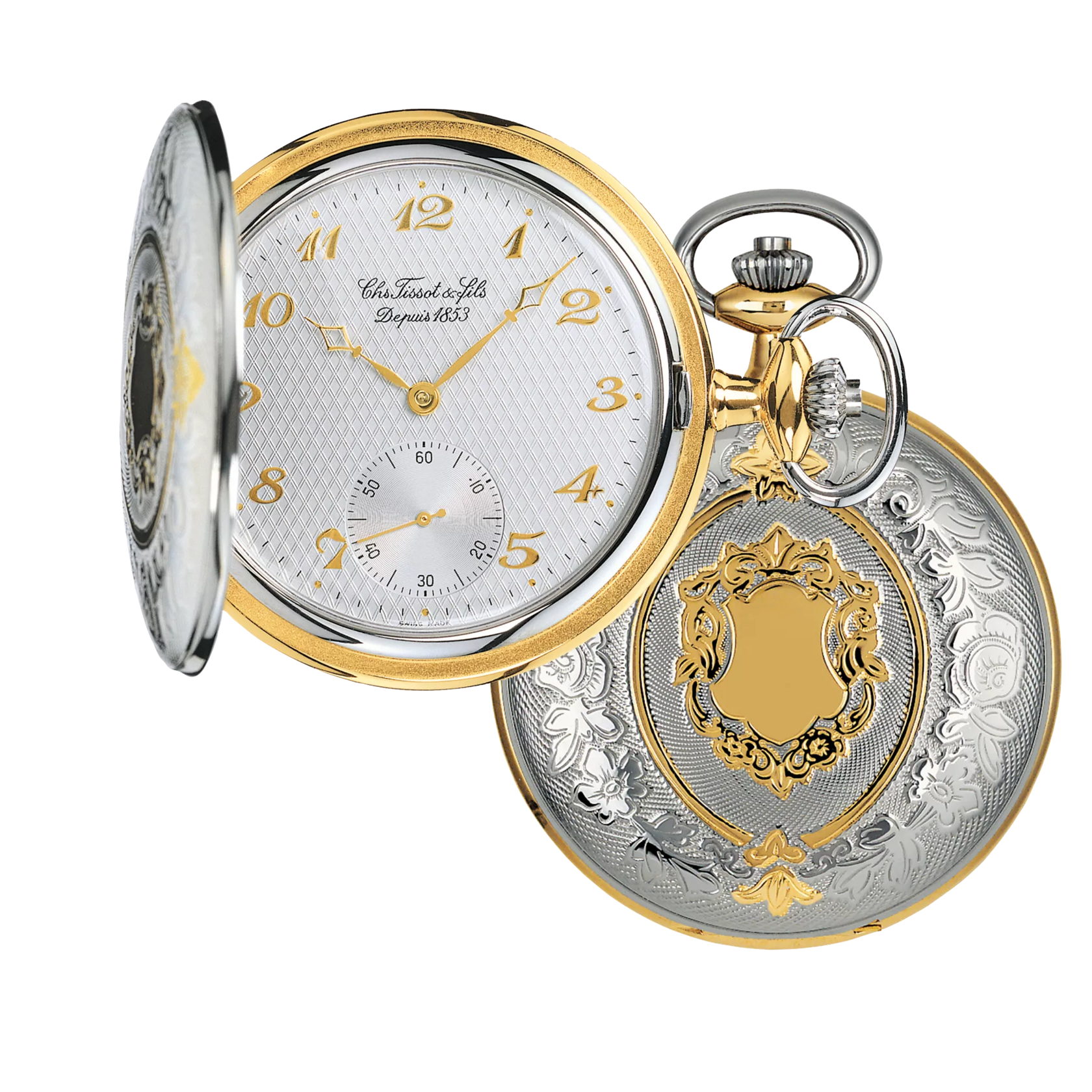 Front view of the watch Tissot Savonnette Mechanical