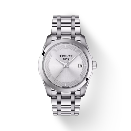 Vue de face de la montre Tissot Couturier Lady avec ombre